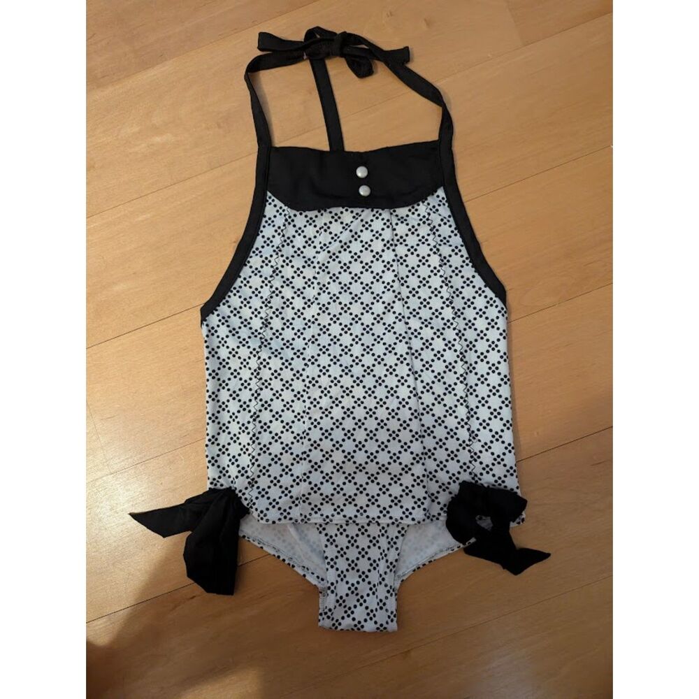 Beautiful Mia Joy Joyfolie swimsuit Black and White retro Sz 8 (unlined)